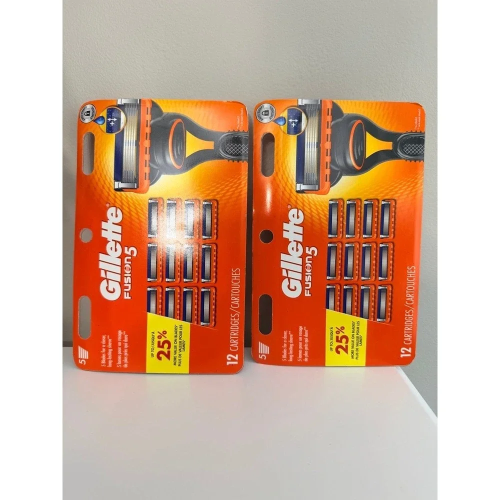 Gillette Fusion5 Razor Blade Refills Mens 24 Count Orange 5-Blade NWT